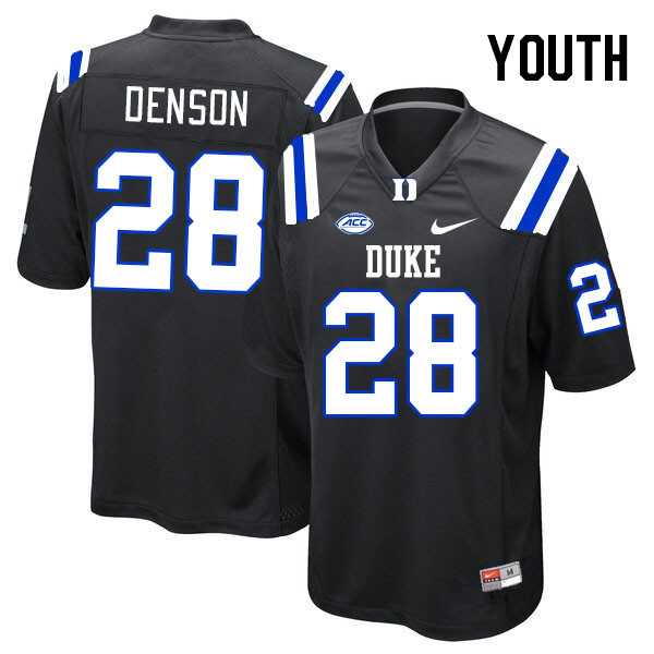 Youth #28 Cole Denson Duke Blue Devils College Football Jerseys Stitched-Black